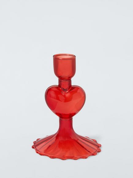 John Lewis Archive Glass Dinner Candle Holder, Red, Red
