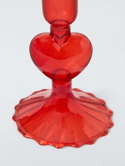 John Lewis Archive Glass Dinner Candle Holder, Red - view 2, Red