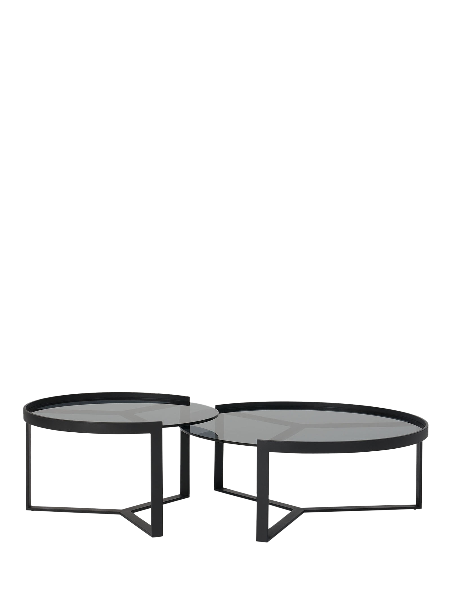MADE Aula Nest of 2 Coffee Tables, Black/Grey Glass