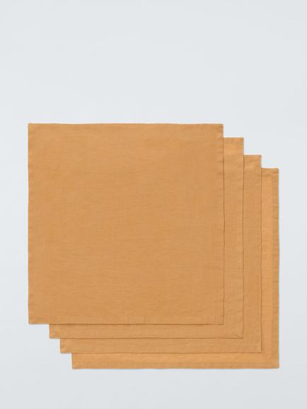 John Lewis Cotton Linen Blend Napkins, Set of 4, Honey