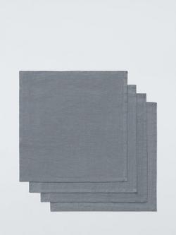 John Lewis Cotton Linen Blend Napkins, Set of 4, Slate