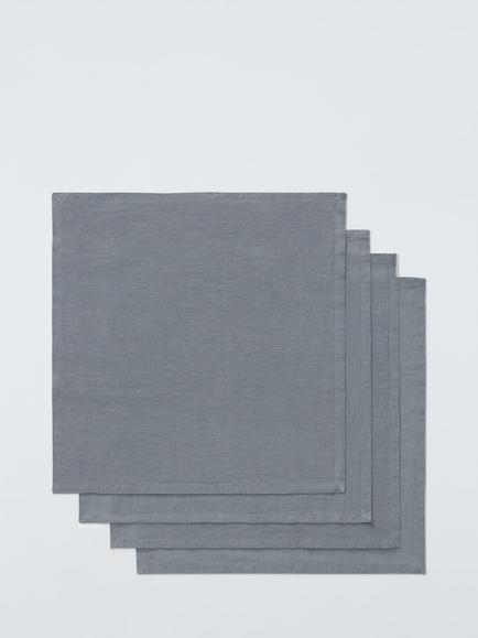 John Lewis Cotton Linen Blend Napkins, Set of 4, Slate