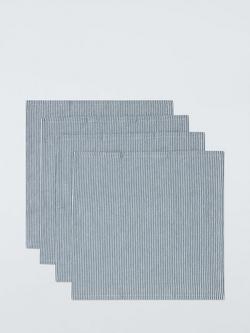 John Lewis Leckford Striped Seersucker Cotton Napkins, Set of 4, Blue, Blue