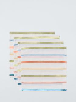John Lewis Dolce Vita Striped Cotton Linen Blend Napkins, Set of 4, Multi, Multi