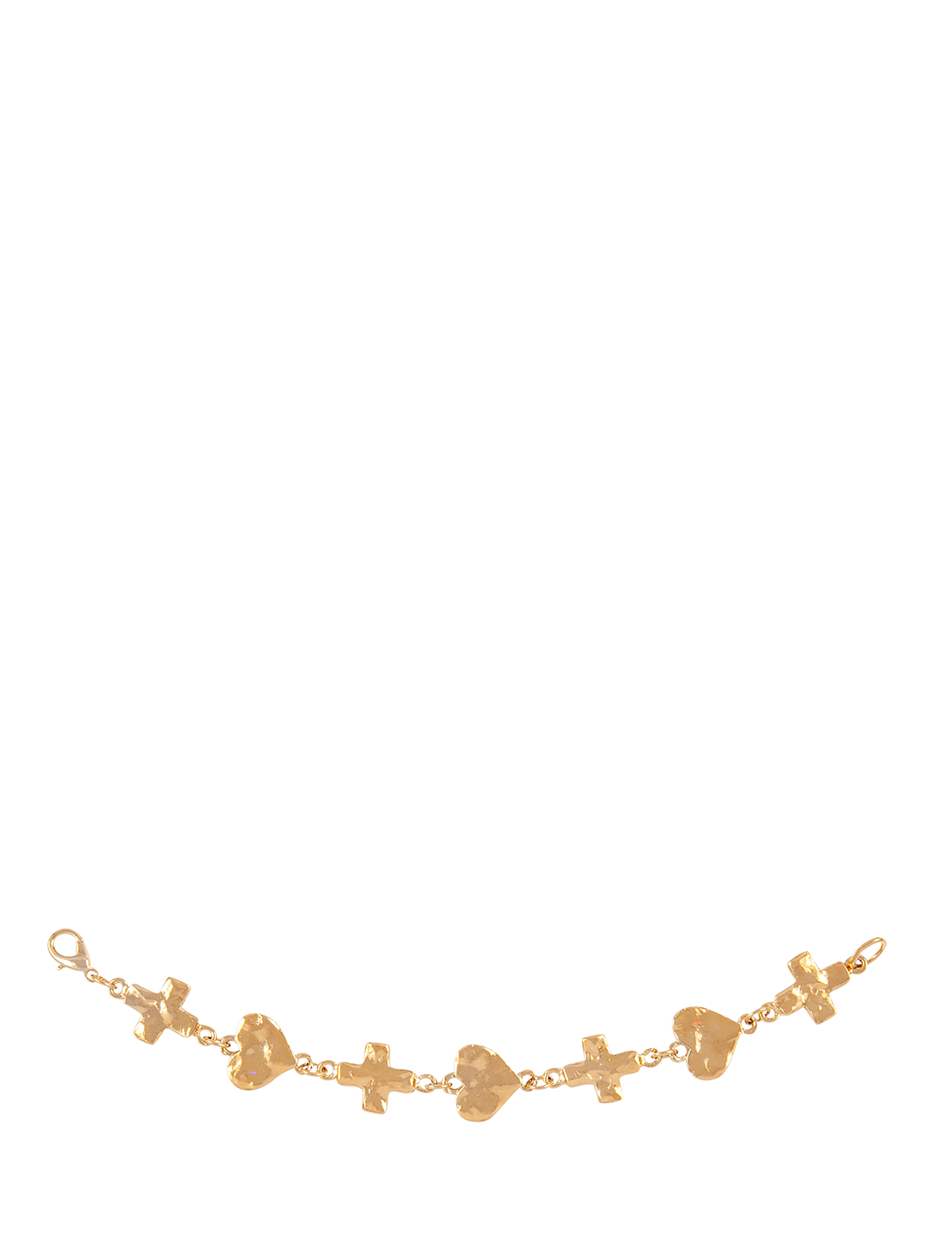 Product image 2 of 2, which shows Susan Caplan Pre-Loved Hammered Heart and Cross Bracelet, Gold
