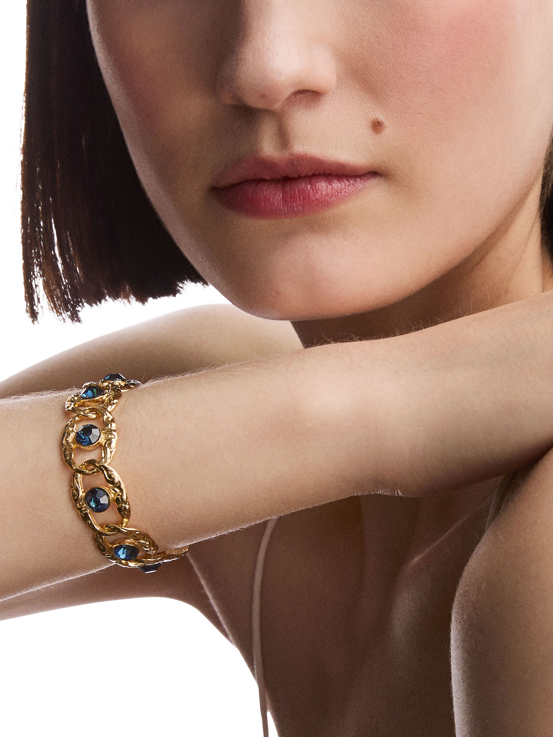 Product image 2 of 2, which shows Susan Caplan Pre-Loved Swarovski Crystal Link Chain Bracelet, Gold