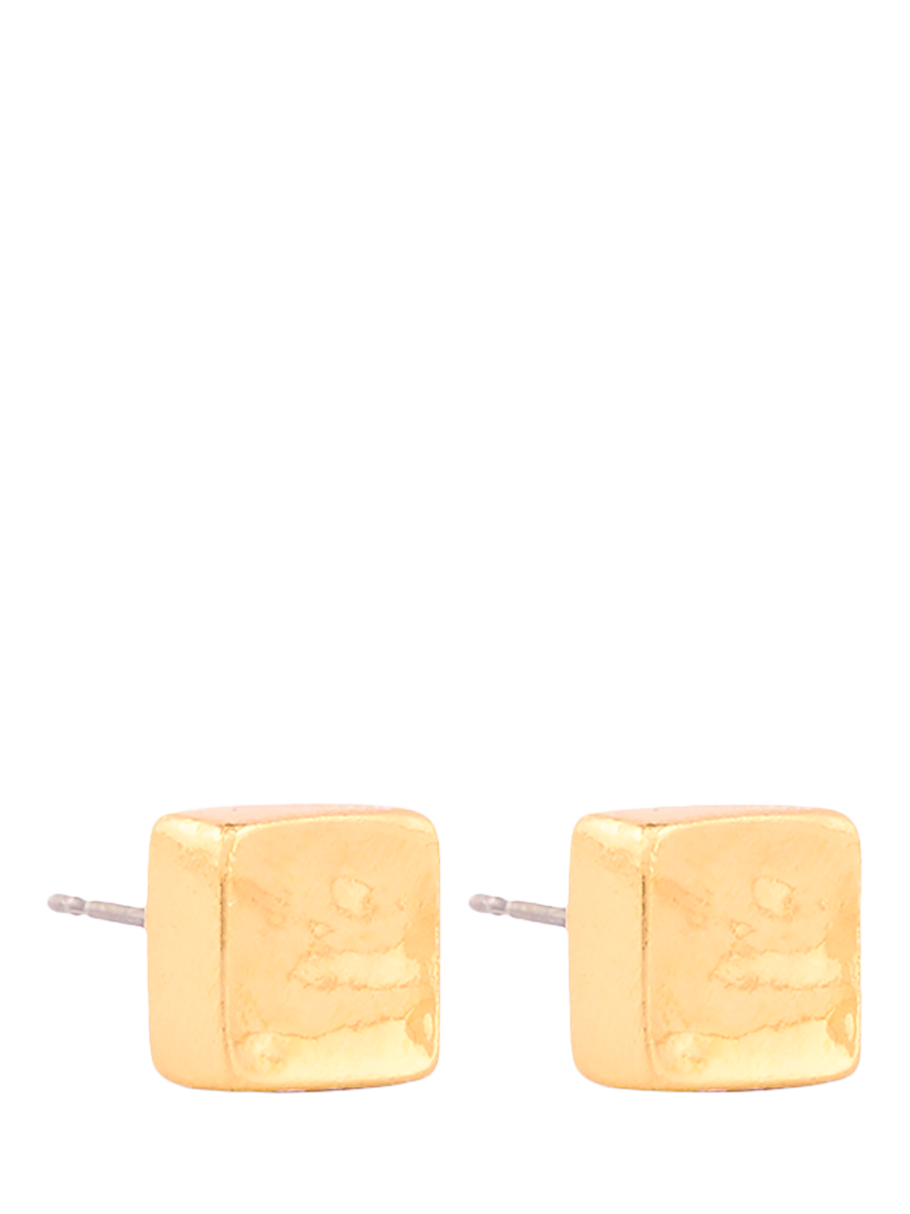 Product image 1 of 2, which shows Susan Caplan Pre-Loved Rediscovered Collection Square Stud Earrings, Gold