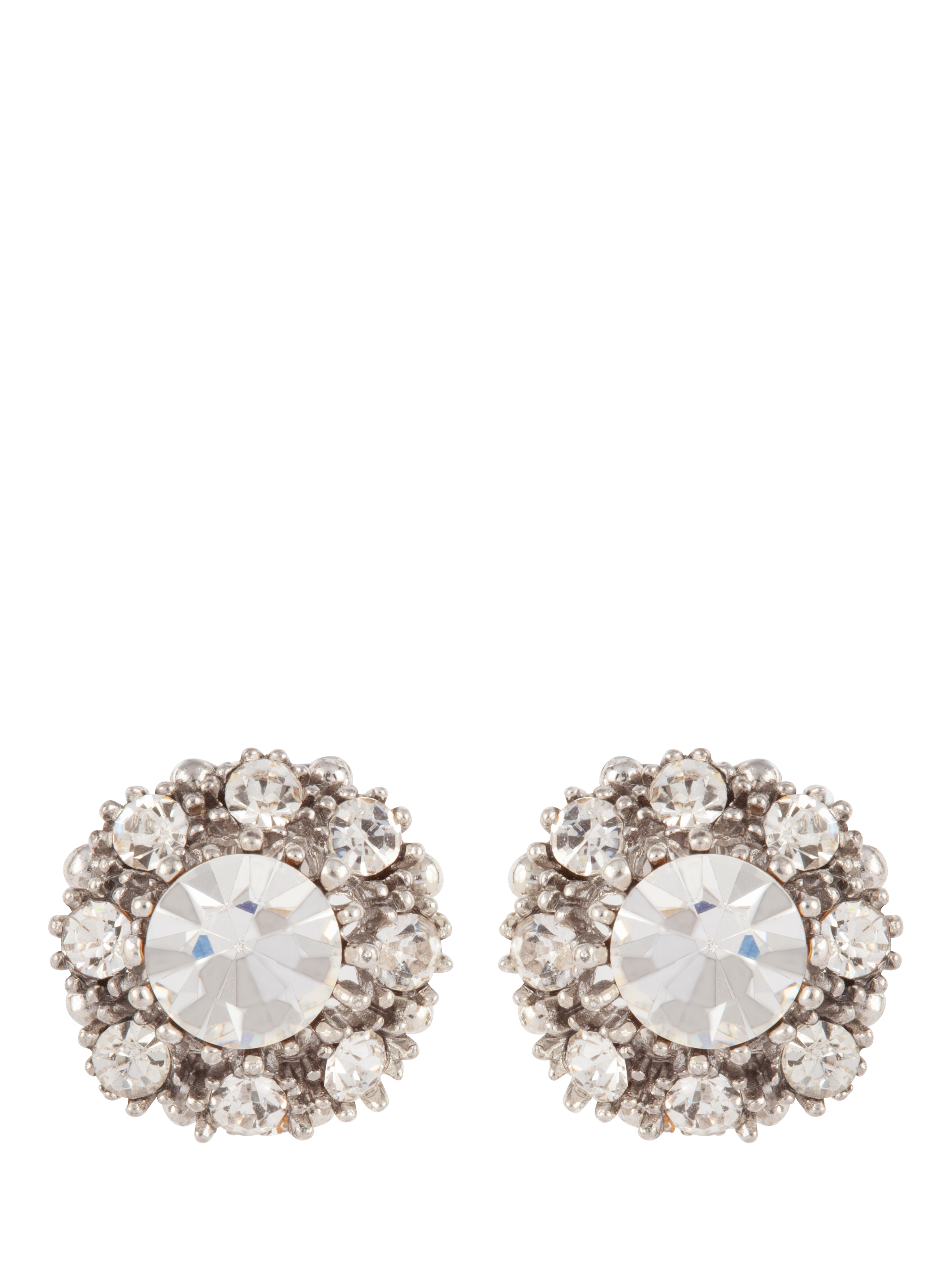 Product image 1 of 3, which shows Susan Caplan Pre-Loved Rediscovered Collection Swarovski Crystal Cluster Stud Earrings, Silver