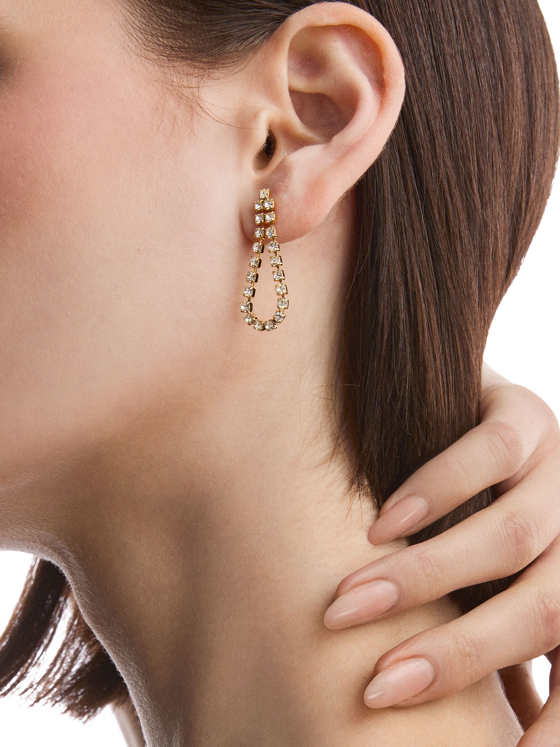 Product image 2 of 2, which shows Susan Caplan Pre-Loved Rediscovered Collection Swarovski Crystal Teardrop Drop Earrings, Gold