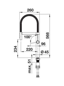 BLANCO Culina-S II Pull-Out Swivel Spout Single Lever Kitchen Tap - view 2, Pvd Steel