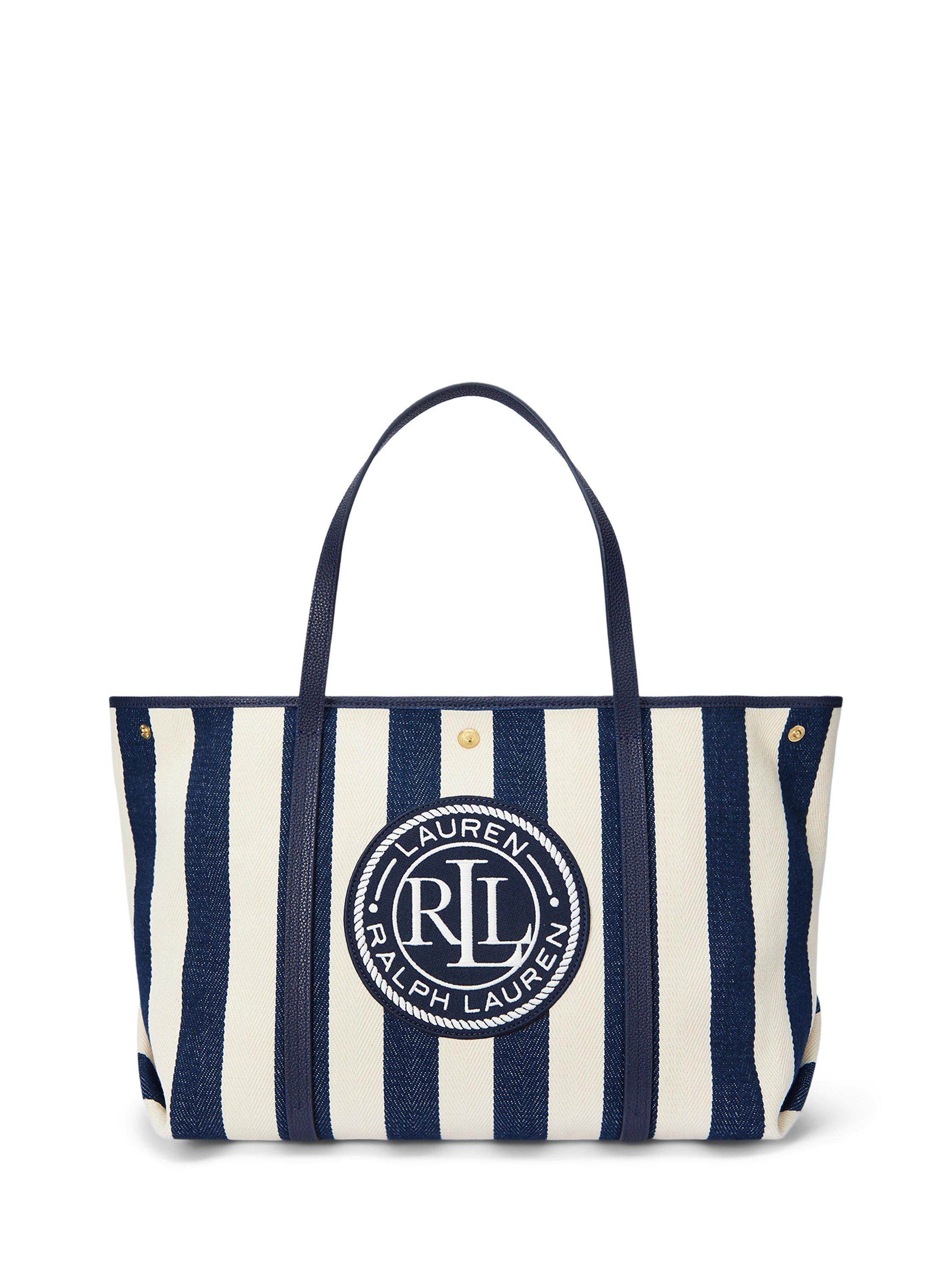 Lauren Ralph Lauren Emerie XL Stripe Tote Bag, Navy Stripe