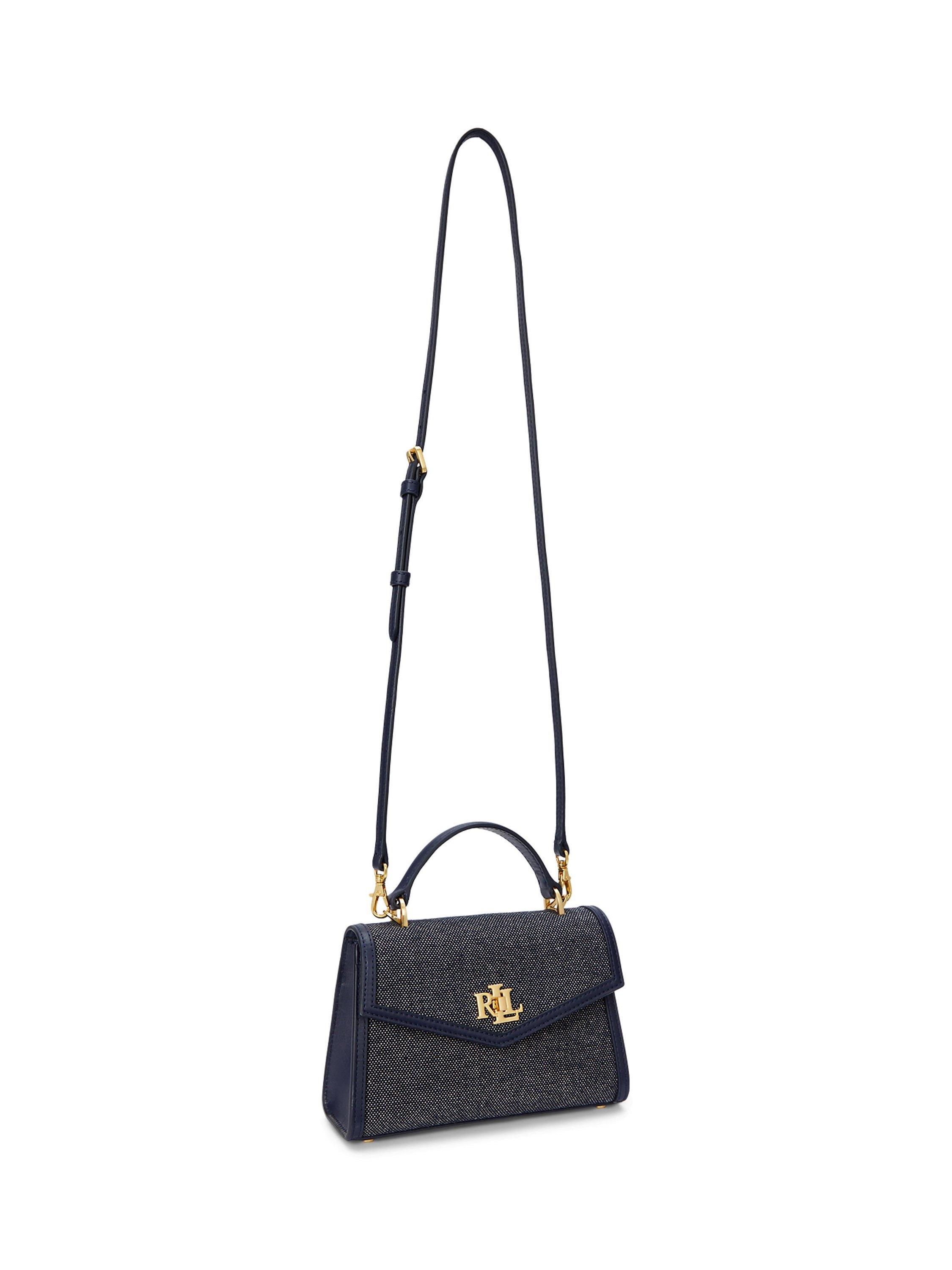 Product image 3 of 7, which shows Lauren Ralph Lauren Farrah Leather Small Satchel Bag, Refined Navy