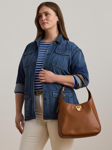 Lauren Ralph Lauren Large Leather Crossbody Bag - view 2, Tan