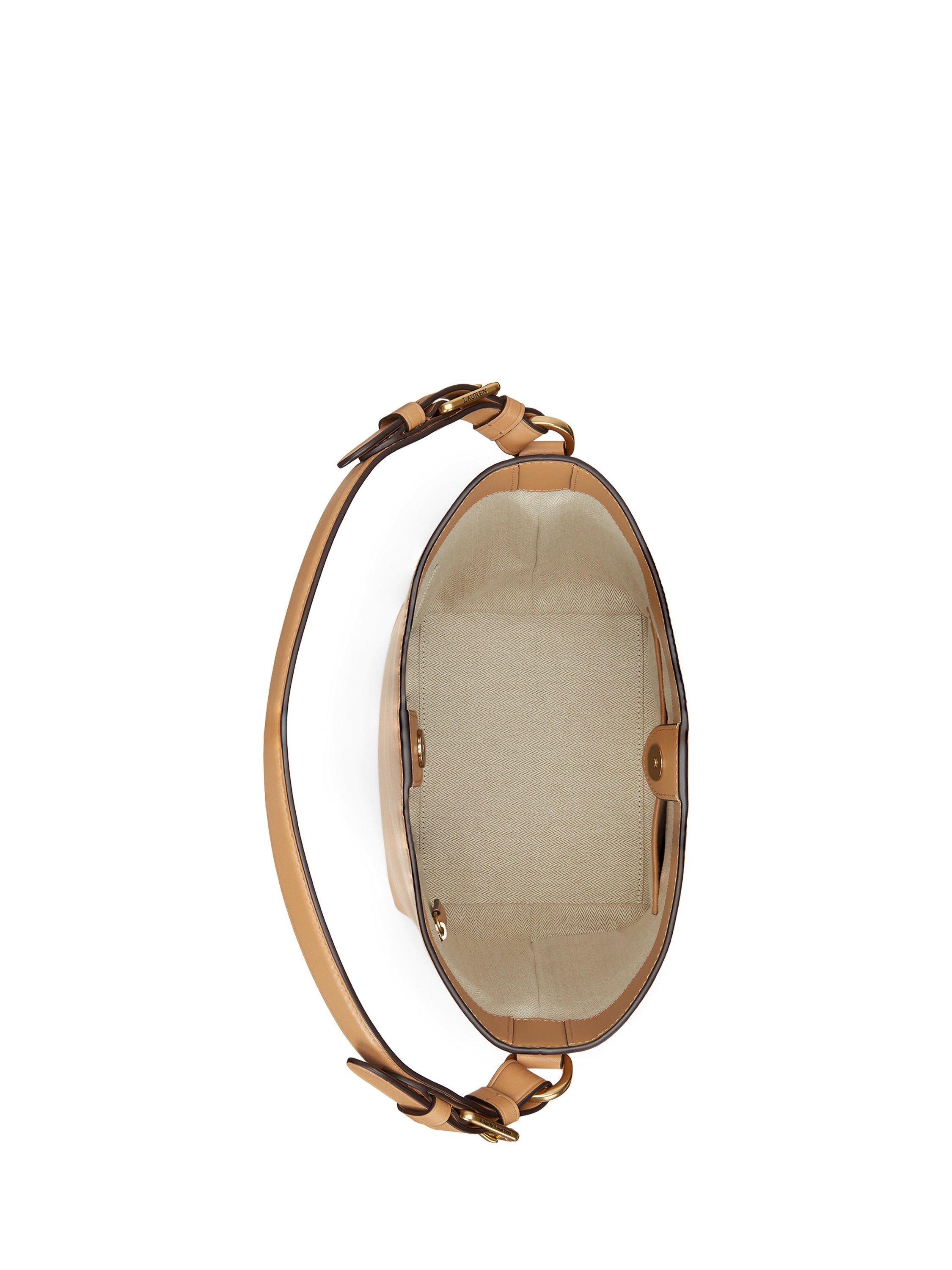 Product image 4 of 5, which shows Lauren Ralph Lauren Witley Leather Bucket Bag, Beige