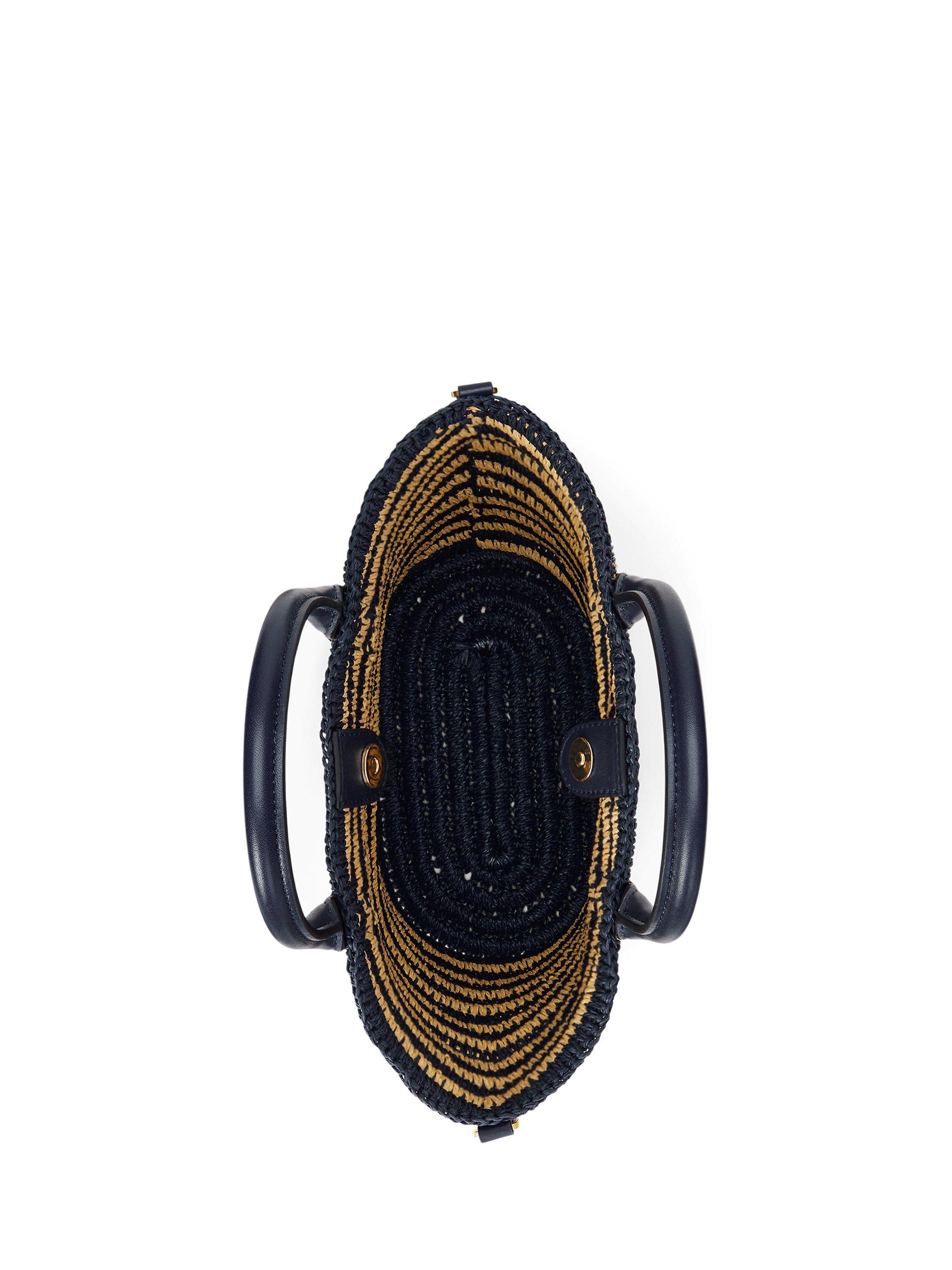 Product image 4 of 5, which shows Lauren Ralph Lauren Brie 21 Straw Leather Crossbody Bag, Refined Navy