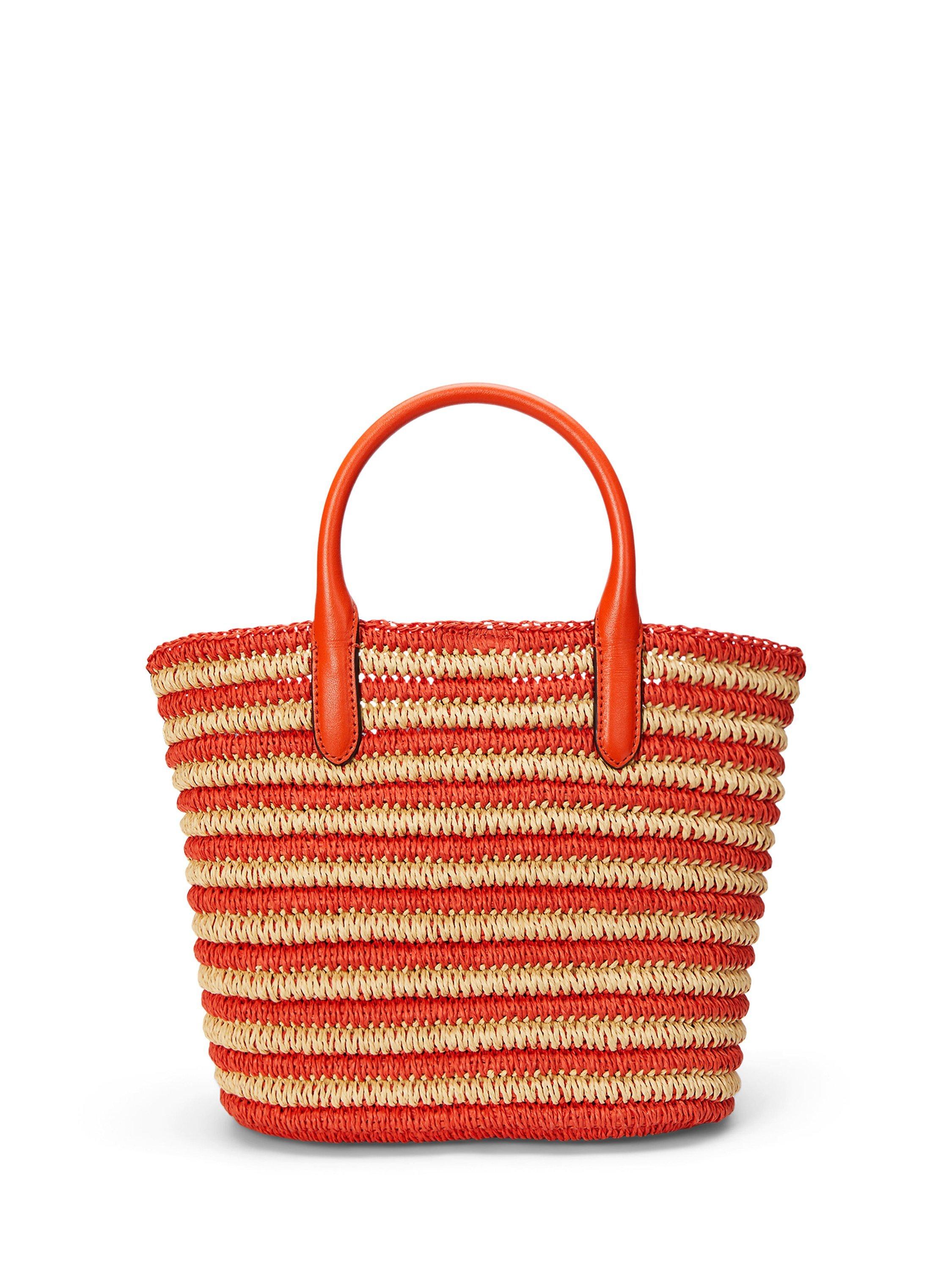 Product image 2 of 7, which shows Lauren Ralph Lauren Brie 21 Straw Leather Crossbody Bag, Orange Lily