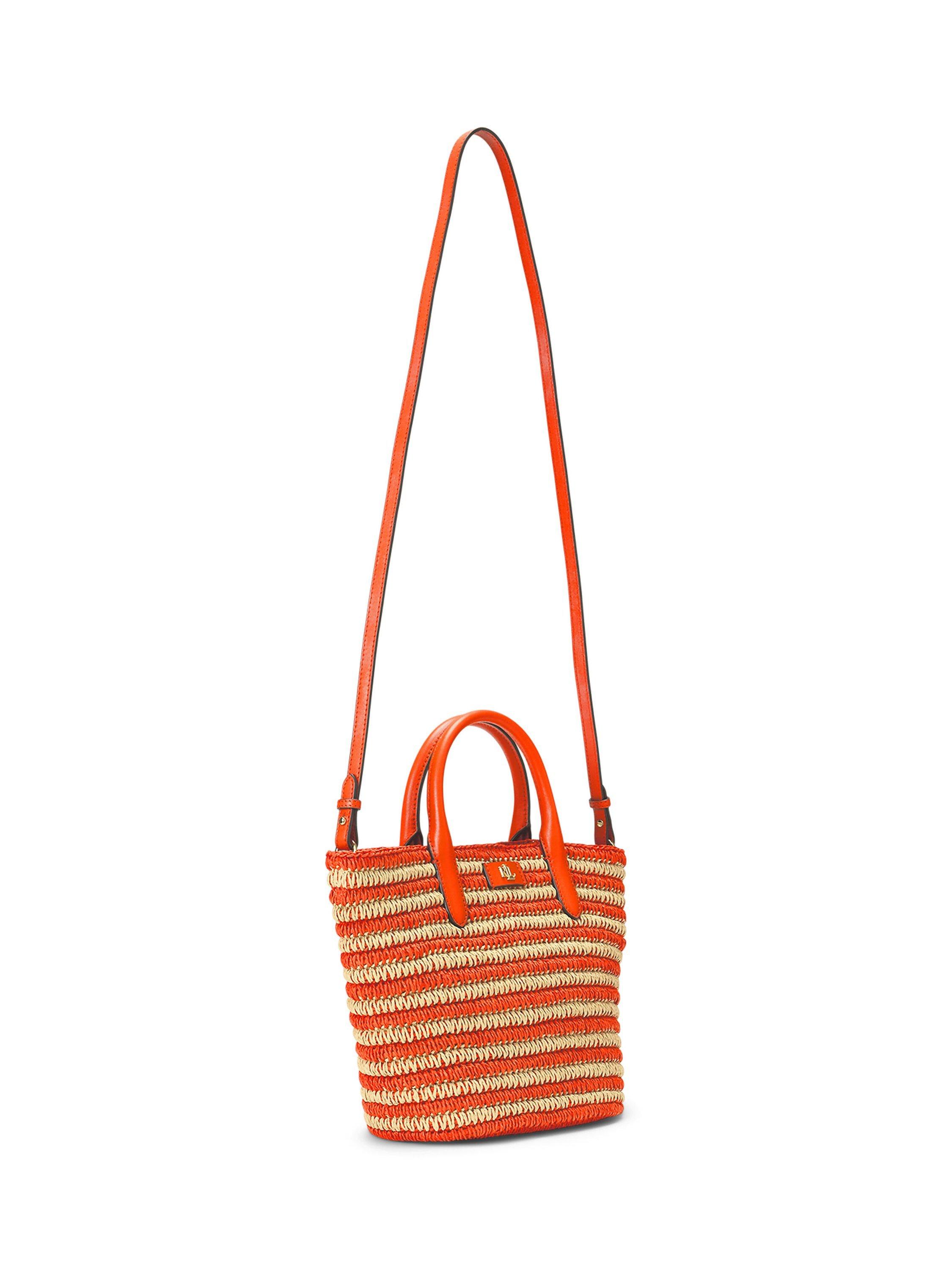 Product image 4 of 7, which shows Lauren Ralph Lauren Brie 21 Straw Leather Crossbody Bag, Orange Lily