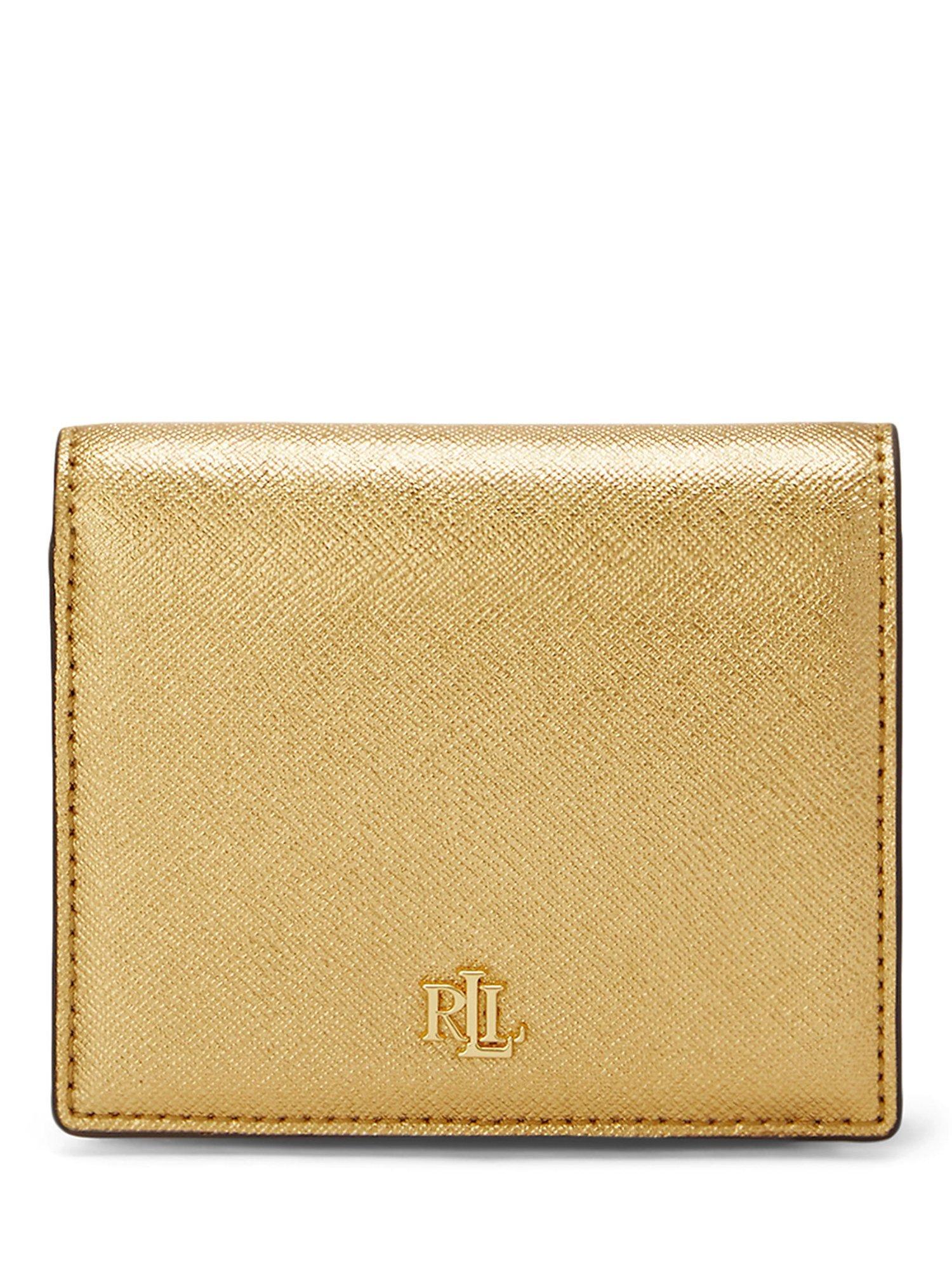 Lauren Ralph Lauren Crosshatch Leather Bifold Wallet Modern Gold