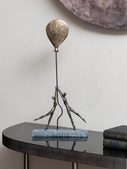Libra Interiors Couple with Balloon Sculpture, Antique Bronze - view 2, Antique Bronze