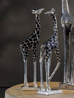 Libra Interiors Giraffe Sculpture Head Back, H39.5cm, Silver - view 2, Silver