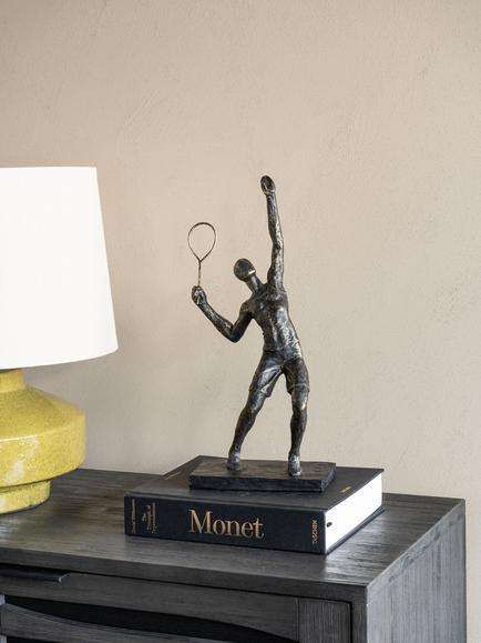 Libra Interiors Racket Player Sculpture, H38cm, Black - view 2, Black