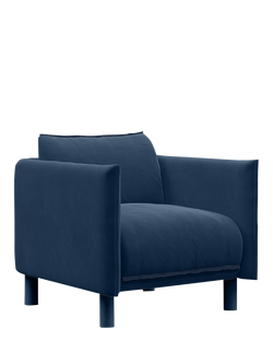 Cozmo Cozy Armchair, Blue Velvet Blue Piping, Blue Velvet Blue Piping