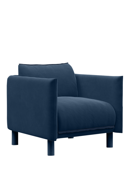 Cozmo Cozy Armchair, Blue Velvet Blue Piping, Blue Velvet Blue Piping