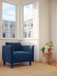 Cozmo Cozy Armchair, Blue Velvet Blue Piping