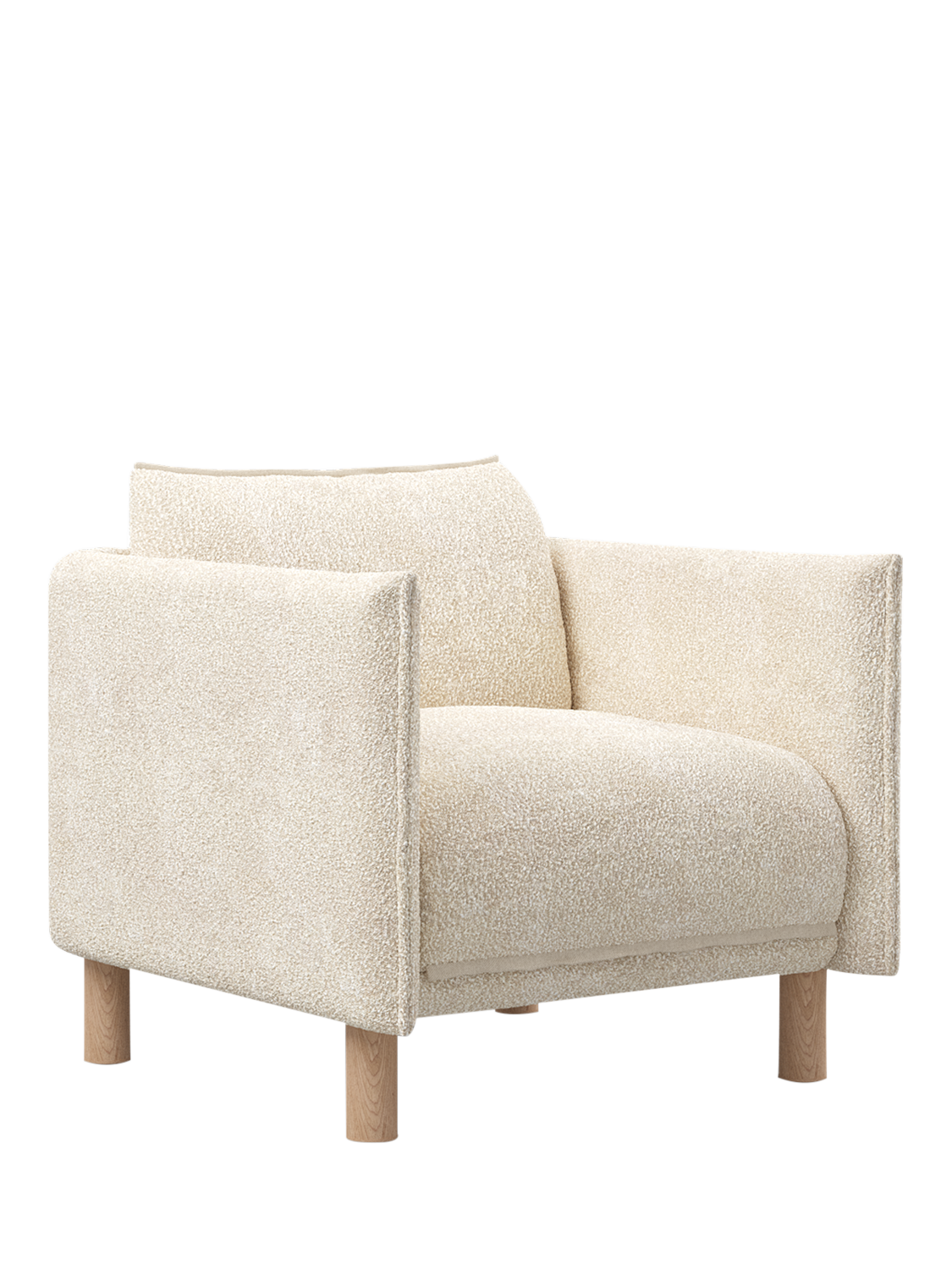 Cozy Range, Cozmo Cozy Armchair, Ecru Boucle Natural Piping