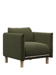 Cozmo Cozy Armchair, Dark Green Velvet Natural Piping
