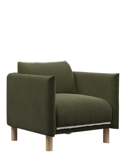 Cozmo Cozy Armchair, Dark Green Velvet Natural Piping, Dark Green Velvet Natural Piping