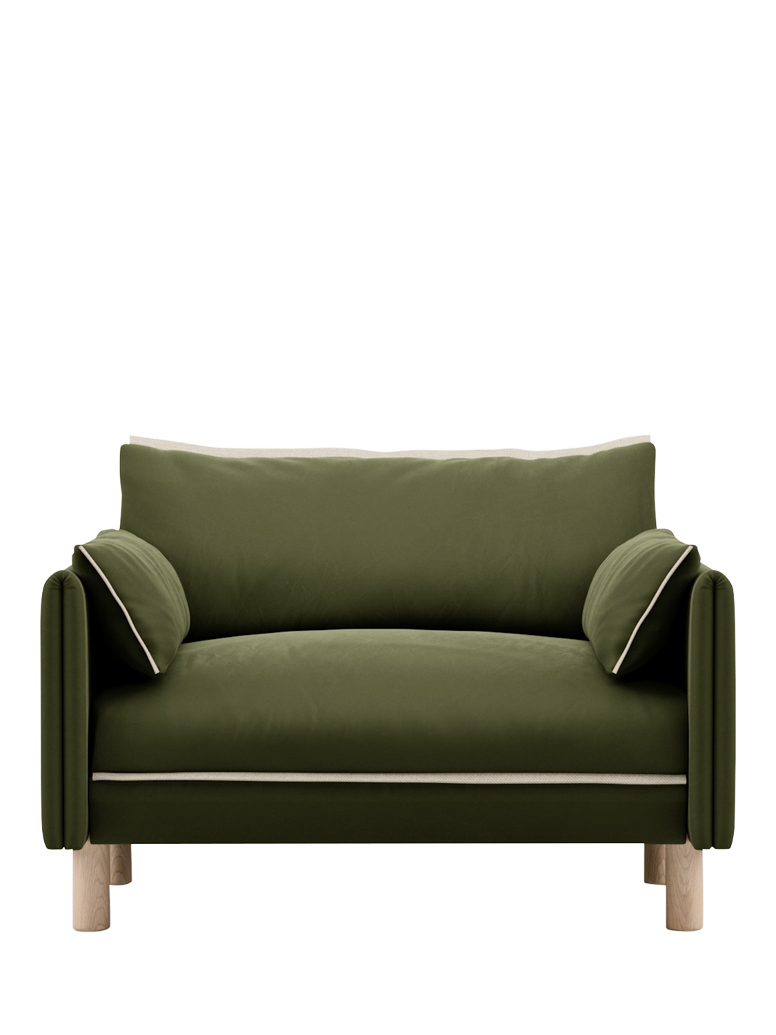 Cozy Range, Cozmo Cozy 1.5 Snuggler, Dark Green Velvet Natural Piping