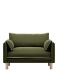 Cozmo Cozy 1.5 Snuggler, Dark Green Velvet Natural Piping