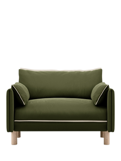 Cozmo Cozy 1.5 Snuggler, Dark Green Velvet Natural Piping, Dark Green Velvet Natural Piping