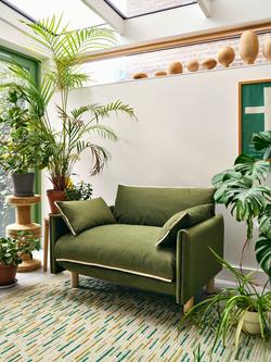 Cozmo Cozy 1.5 Snuggler, Dark Green Velvet Natural Piping - view 2, Dark Green Velvet Natural Piping