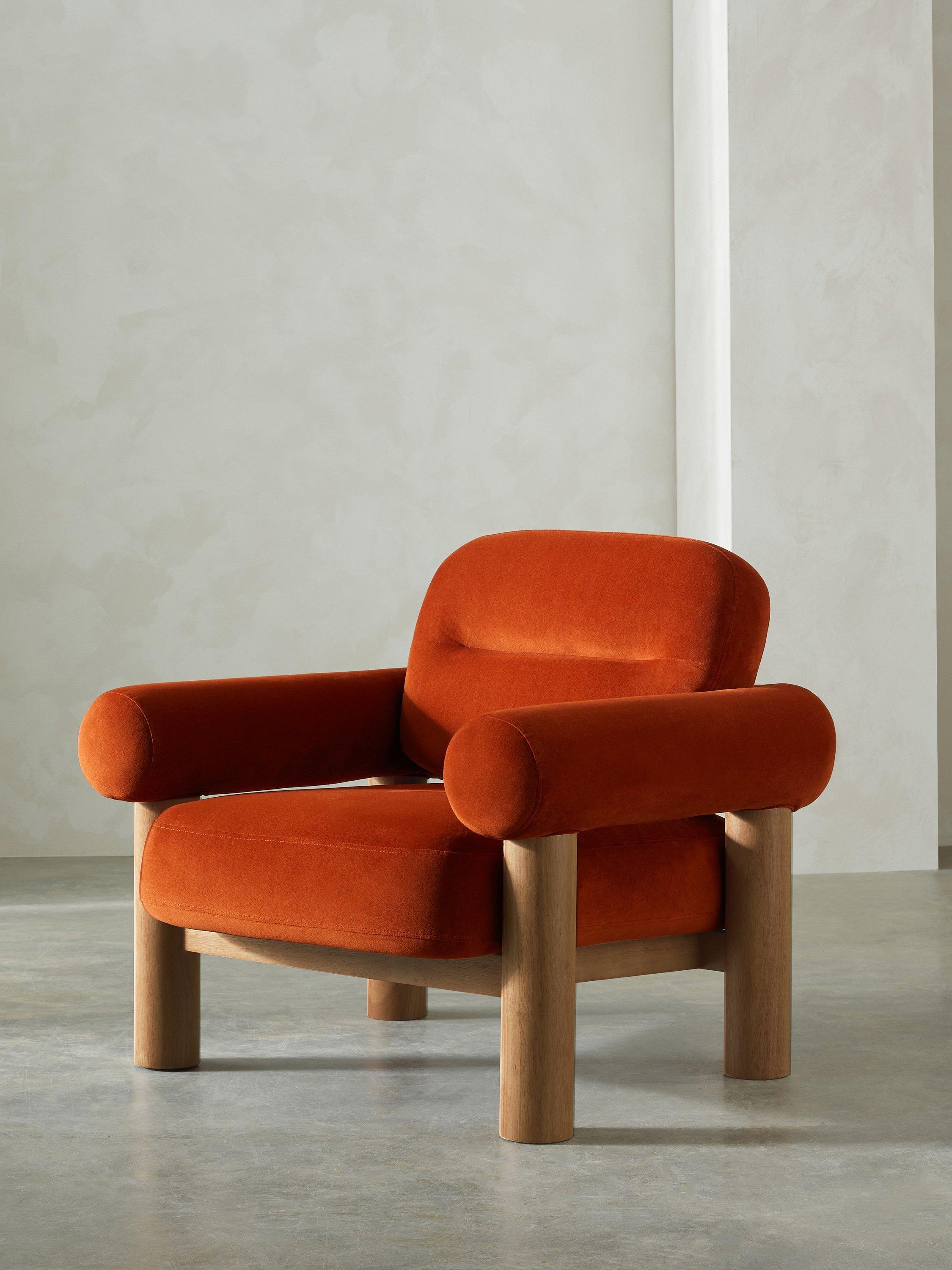 Image of a MADE Maxton Armchair, Velvet Cinnamon