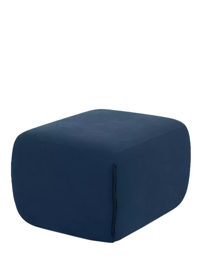 Cozmo Cozy Pouffe Footstool, Blue Velvet Blue Piping