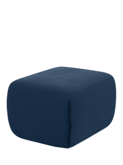 Cozmo Cozy Pouffe Footstool, Blue Velvet Blue Piping, Blue Velvet Blue Piping