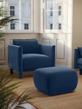Cozmo Cozy Pouffe Footstool, Blue Velvet Blue Piping