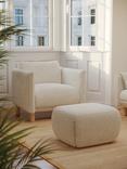 Cozmo Cozy Pouffe Footstool, Ecru Boucle Natural Piping
