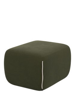 Cozmo Cozy Pouffe Footstool, Dark Green Velvet Natural Piping, Dark Green Velvet Natural Piping