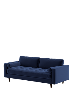 MADE Scott Large 3 Seater Sofa, Navy Velvet, Navy Velvet
