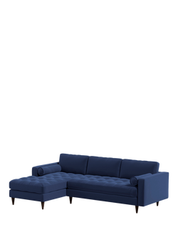 MADE Scott Medium LHF Chaise Sofa, Navy Velvet, Navy Velvet