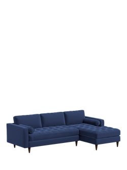 MADE Scott Medium RHF Chaise Sofa, Navy Velvet, Navy Velvet