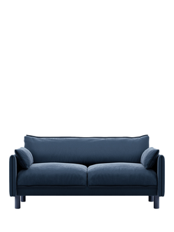 Cozmo Cozy 2 Seater Sofa, Blue Velvet Blue Piping, Blue Velvet Blue Piping