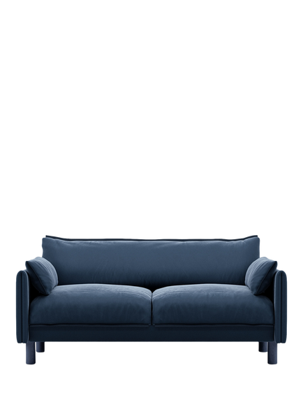 Cozmo Cozy 2 Seater Sofa, Blue Velvet Blue Piping, Blue Velvet Blue Piping