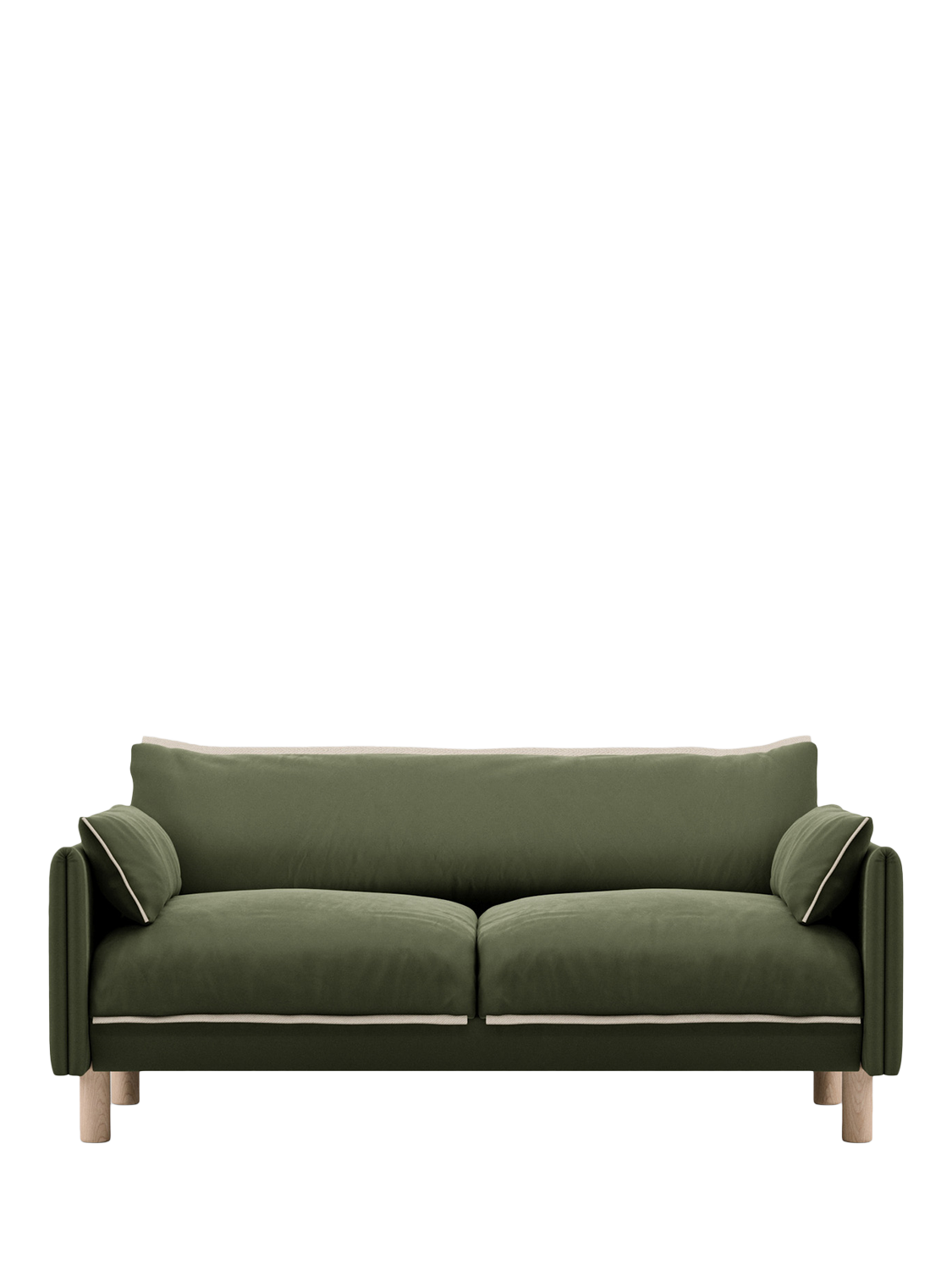 Cozy Range, Cozmo Cozy 2 Seater Sofa, Dark Green Velvet Natural Piping