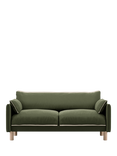 Cozmo Cozy 2 Seater Sofa, Dark Green Velvet Natural Piping