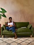 Cozmo Cozy 2 Seater Sofa, Dark Green Velvet Natural Piping