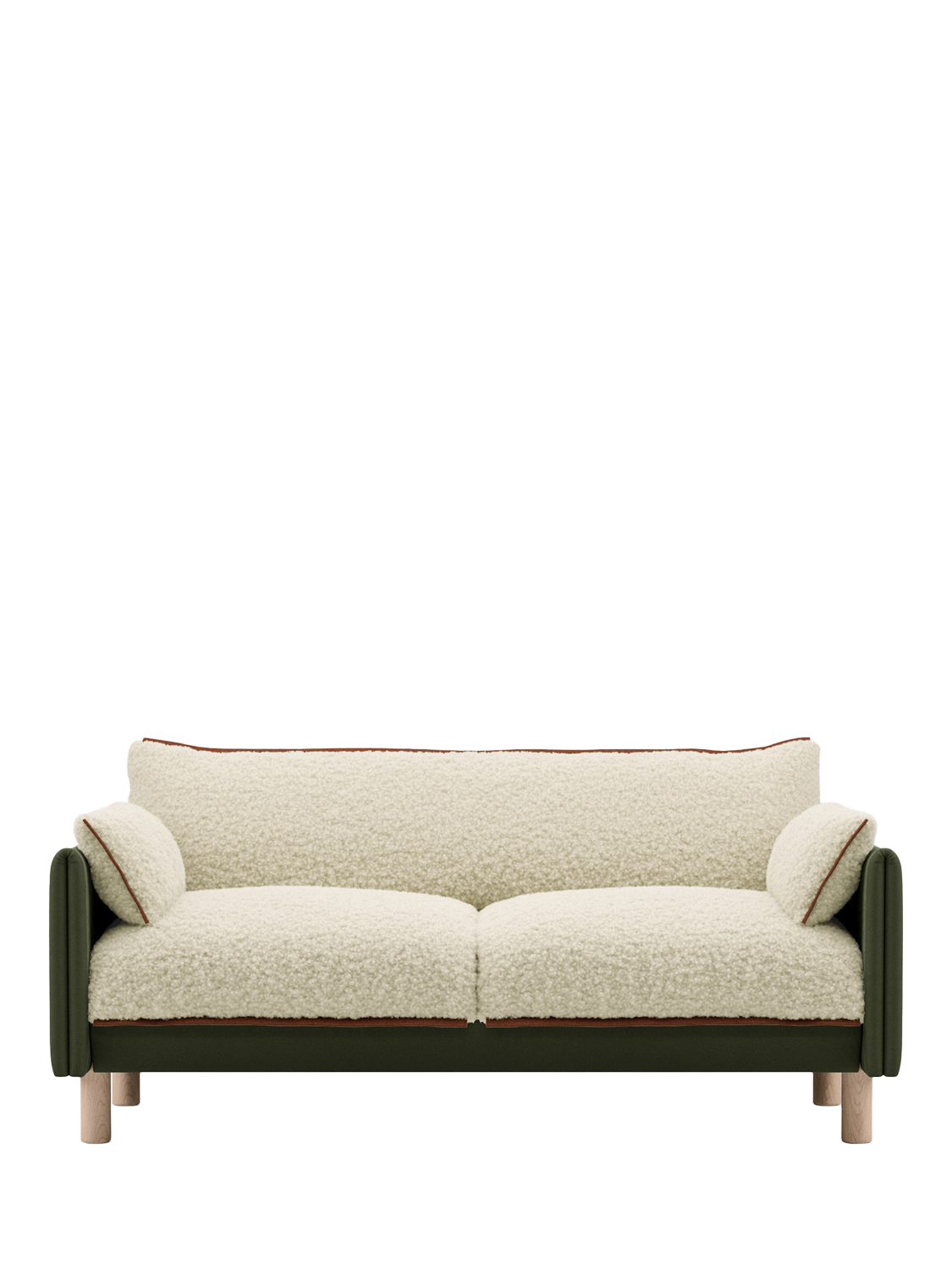 Cozy Range, Cozmo Cozy 2 Seater Sofa, Dark Green Velvet Cream Piping